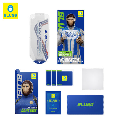 Blueo Anti-Reflecterende HD Applicator Pro Screen Protector voor Apple iPhone 15 Pro, Gehard Glas, Volledige Lijm, Zwart
