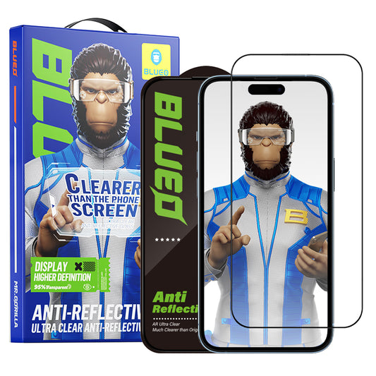 Blueo Anti-Reflecterende HD Schermbeschermfolie voor Apple iPhone 16 Pro Max, Gehard Glas, Volledige Lijm, Zwart