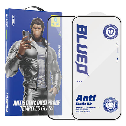 Blueo Anti-Static HD schermbeschermfolie voor Apple iPhone 12 Pro Max, gehard glas, volledige lijm, zwart
