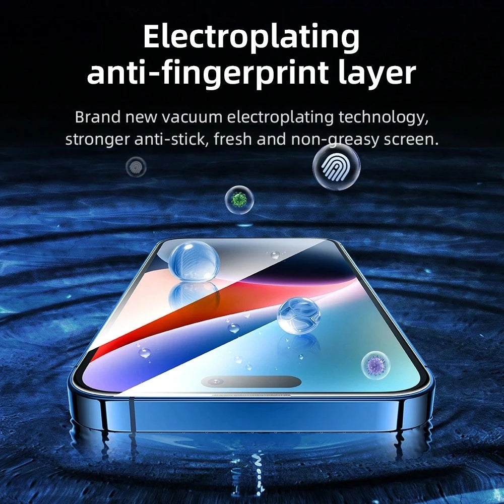 Blueo AR schermbeschermfolie voor Apple iPhone 16 Pro, gehard glas, full glue, 3D, zwart