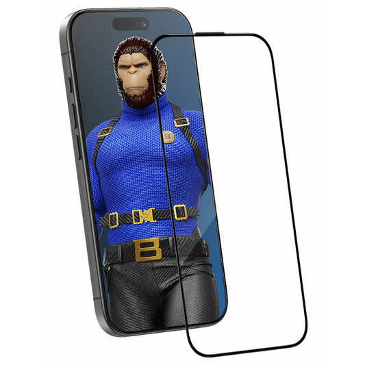 Blueo Crystal Anti-Kras Beschermfolie Applicator voor Apple iPhone 16 Pro Max, Gehard Glas, Volledige Lijm, Zwart