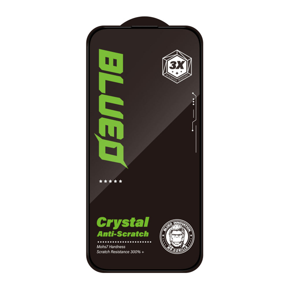 Blueo Crystal Anti-Kras Screen Protector voor Apple iPhone 16 Plus / 15 Plus, Gehard Glas, Volledige Lijm, Zwart