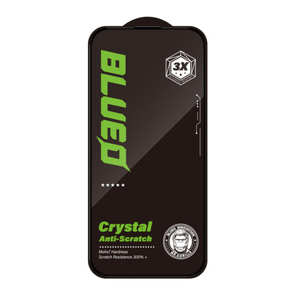 Blueo Crystal Anti-Kras Screen Protector voor Apple iPhone 16 Plus / 15 Plus, Gehard Glas, Volledige Lijm, Zwart