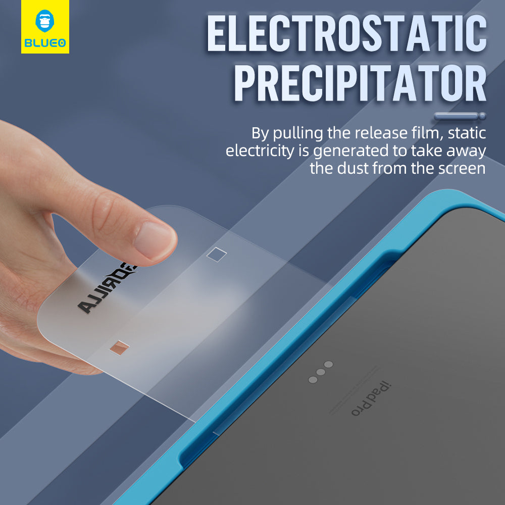 Blueo HD Applicator Pro schermbeschermfolie voor Apple iPad Air 11 (2024), gehard glas, volledige lijm