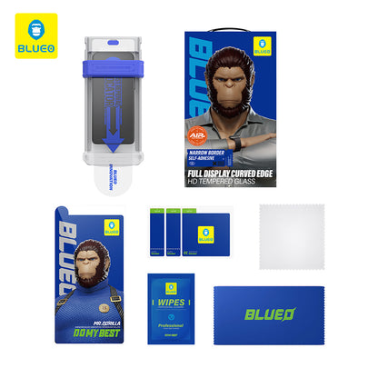 Blueo HD Applicator Pro schermbeschermfolie voor Apple iPhone 16 Pro, gehard glas, full glue, 3D, zwart