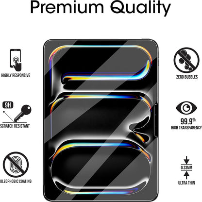 Blueo HD schermbeschermfolie voor Apple iPad Pro 13 (2024), gehard glas, volledige lijm