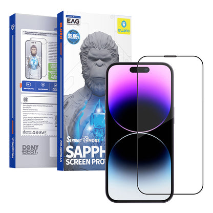 Blueo Sapphire Applicator Pro schermbeschermfolie voor Apple iPhone 16 Pro Max, gehard glas, volledige lijm, zwart