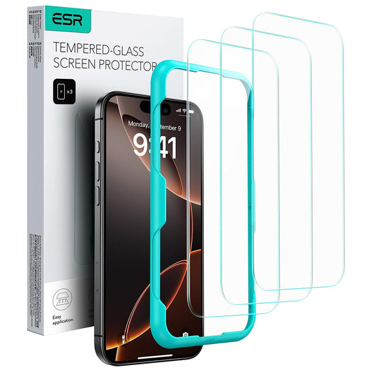 Beschermfolie ESR Scherm voor Apple iPhone 17 / 16 Pro, Gehard Glas, Volledige Lijm, Set van 3 stuks