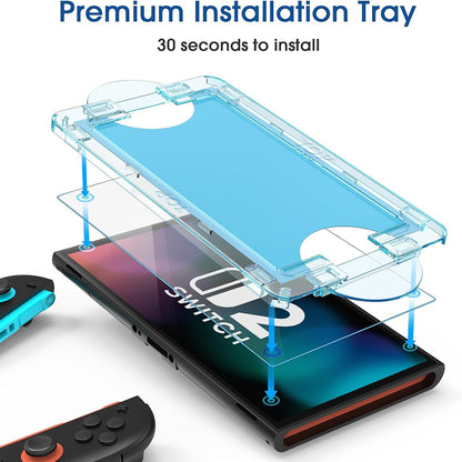 Techsuit SwitchAura Screen Protector Applicator voor Nintendo Switch 2, Gehard Glas, Set van 2 stuks