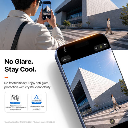 Torras Sunview AR schermbeschermfolie voor Apple iPhone 18 Pro / 17 Pro, gehard glas, volledige lijm