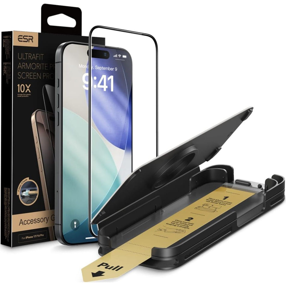 ESR Armorite Pro UltraFit schermbeschermfolie voor Apple iPhone 18 Pro Max / 17 Pro Max, gehard glas, volledige lijm, zwart