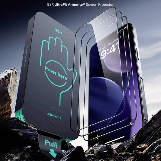 ESR Armorite UltraFit schermbeschermfolie voor Apple iPhone 18 Pro Max / 17 Pro Max, gehard glas, volledige lijm, set van 2 stuks, zwart