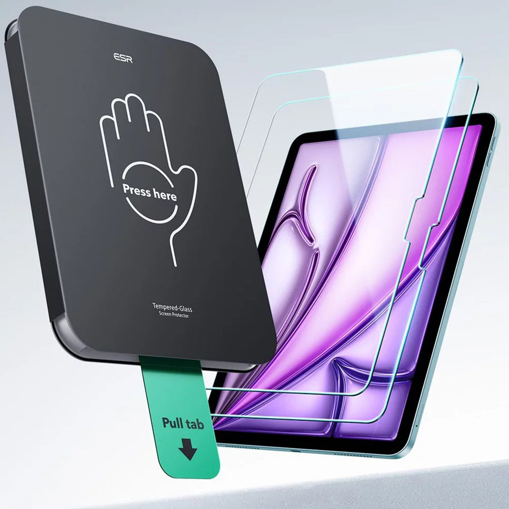 ESR UltraFit schermbeschermfolie voor Apple iPad Air 11 (2025) / Air 11 (2024), Gehard Glas, Volledige Lijm, Set van 2 stuks