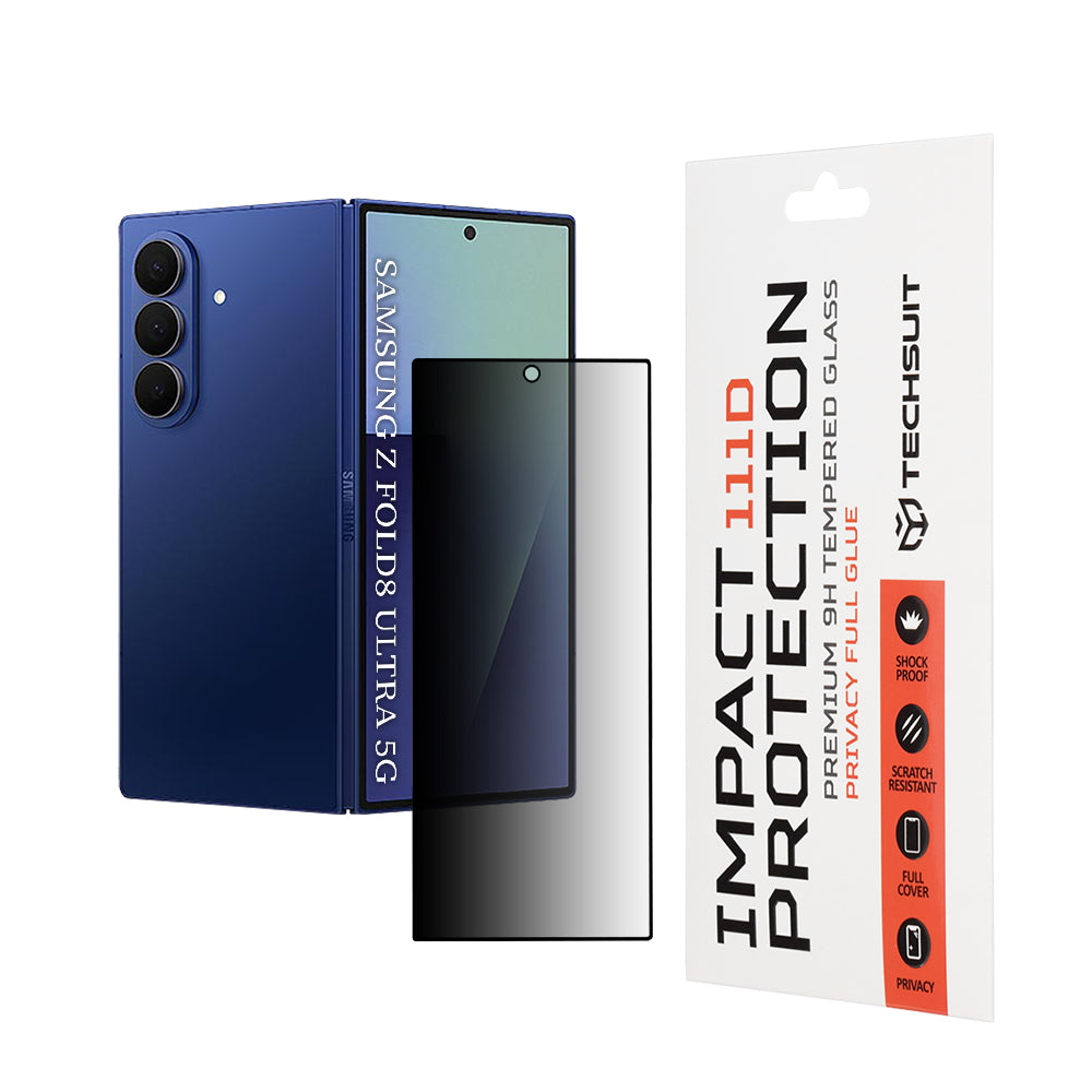 Privacy Techsuit Buiten Scherm Beschermfolie voor Samsung Galaxy Z Fold8 Ultra F971, Gehard Glas, Volledige Lijm, 111D