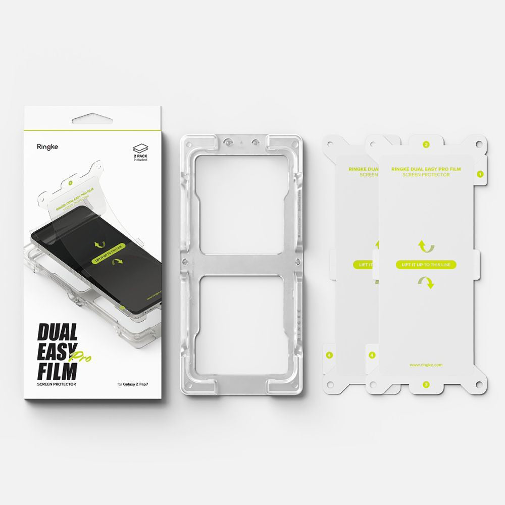 Beschermfolie Ringke Dual Easy Pro voor Samsung Galaxy Z Flip7 F766, Plastic, Set van 2 stuks