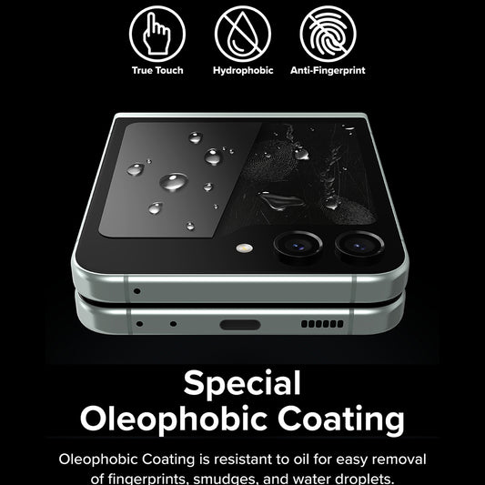 Beschermfolie Ringke Buitenscherm voor Samsung Galaxy Z Flip5 F731, Gehard Glas, Volledige Lijm, Set van 2 stuks