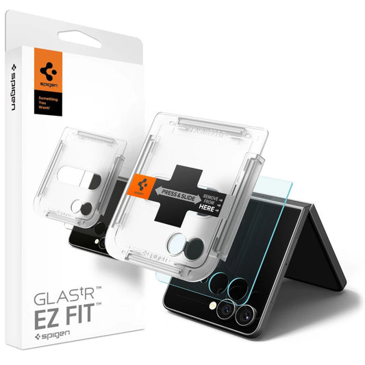Beschermfolie Buitenscherm Spigen GlastR EZ FIT voor Samsung Galaxy Z Flip7 F766, Gehard Glas, Volledige Lijm