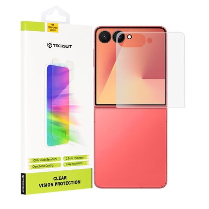 Techsuit Clear Vision Buitenste Scherm Beschermfolie voor Samsung Galaxy Z Flip7 F766, Gehard Glas, Volledige Lijm