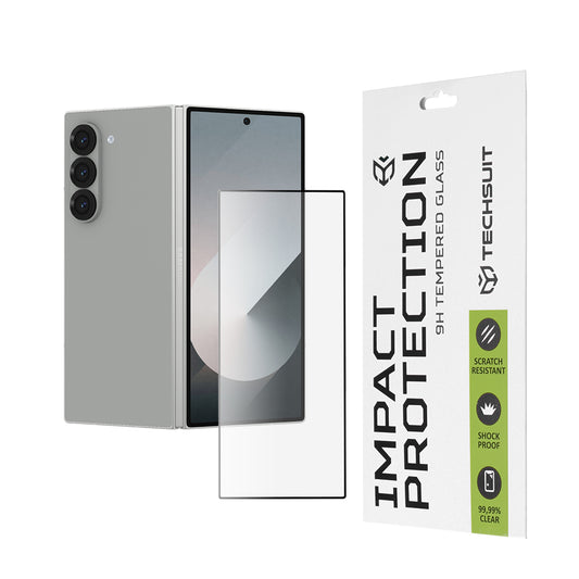 Techsuit Buitenste Screen Protector Film voor Samsung Galaxy Z Fold6 F956, Gehard Glas, Full Glue, 111D, Zwart