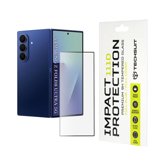 Techsuit Buiten Scherm Beschermfolie voor Samsung Galaxy Z Fold8 Ultra F976, Gehard Glas, Full Glue, 111D, Zwart