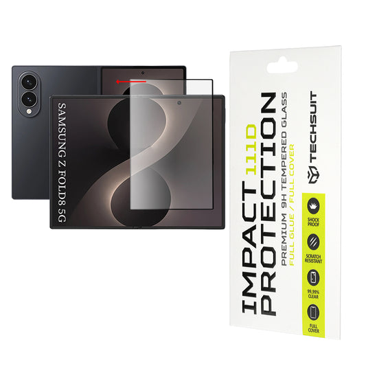 Techsuit Binnen Scherm Beschermfolie voor Samsung Galaxy Z Fold8 F976, Gehard Glas, Full Glue, 111D, Zwart