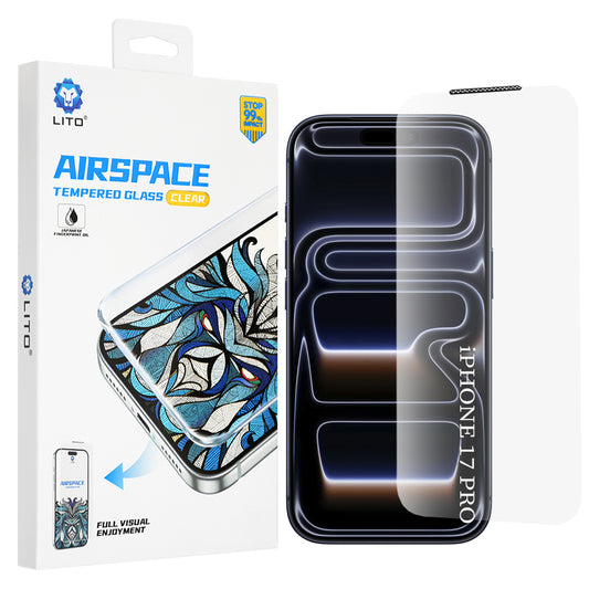 Lito Airspace Border schermbeschermer voor Apple iPhone 18 Pro / 17 Pro, gehard glas, volledige lijm