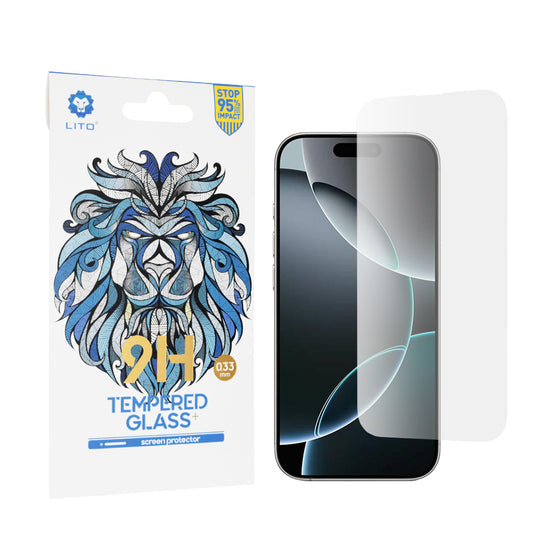 Lito Classic schermbeschermfolie voor Apple iPhone 16 Pro, gehard glas, volledige lijm, 2.5D