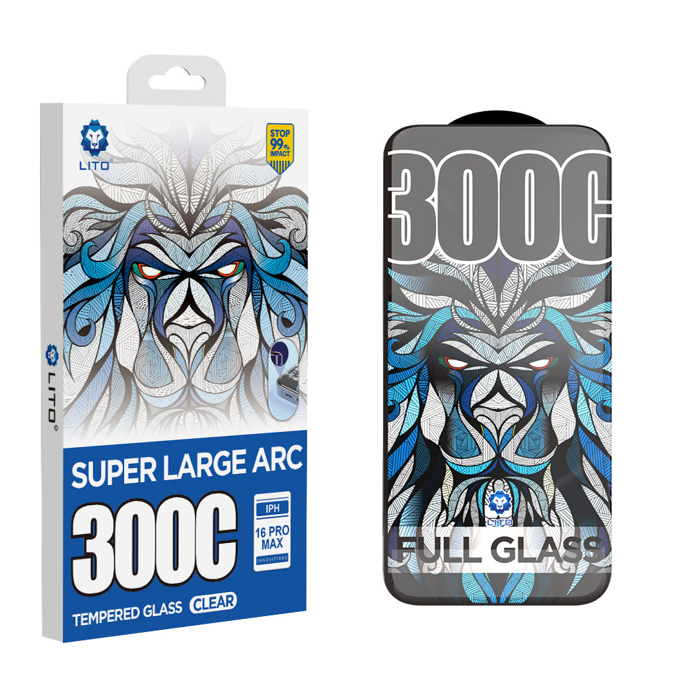 Lito D+ Max 300C schermbeschermfolie voor Apple iPhone 17e / 16e / 14 / 13 Pro, gehard glas, volledige lijmlaag
