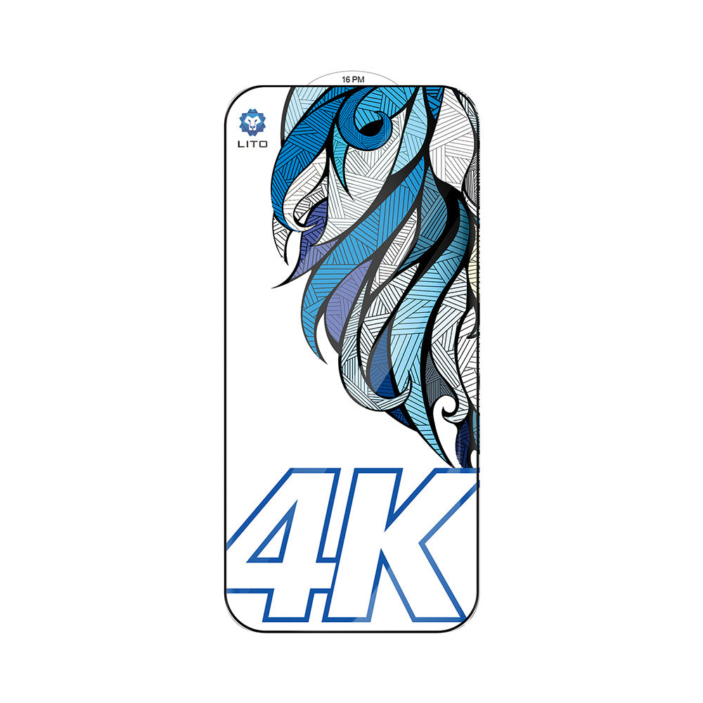 Beschermfolie Lito D+ Max 4K voor Apple iPhone 17 / 16 Pro, Gehard Glas, Volledige Lijm, Zwart