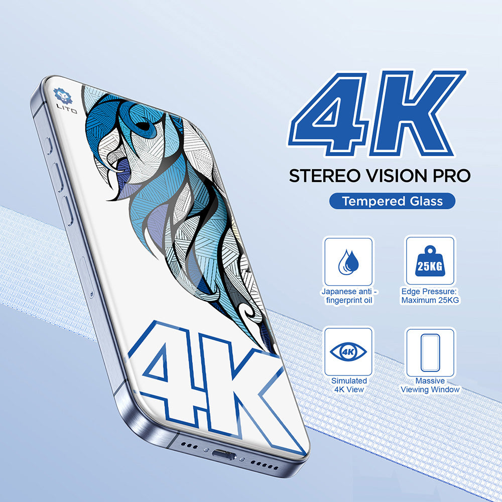 Beschermfolie Lito D+ Max 4K voor Apple iPhone 17 / 16 Pro, Gehard Glas, Volledige Lijm, Zwart