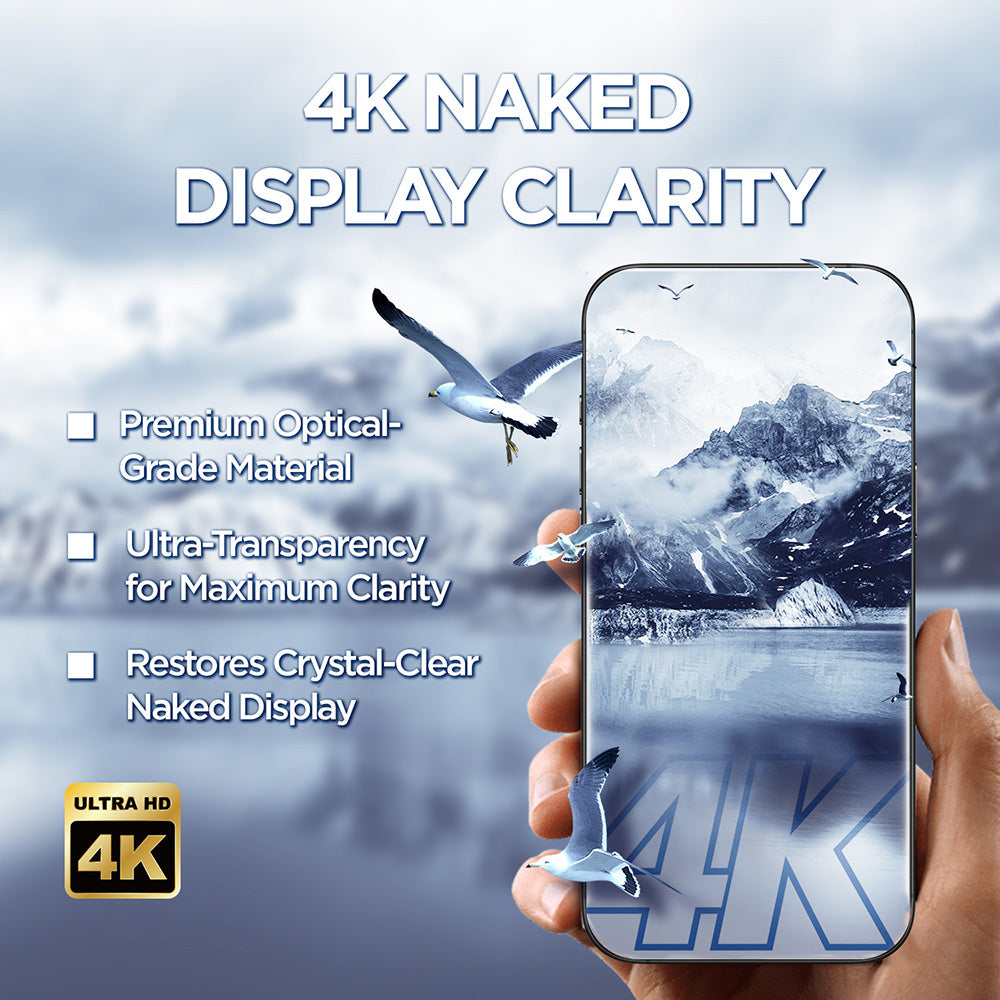 Beschermfolie Lito D+ Max 4K voor Apple iPhone 17 / 16 Pro, Gehard Glas, Volledige Lijm, Zwart