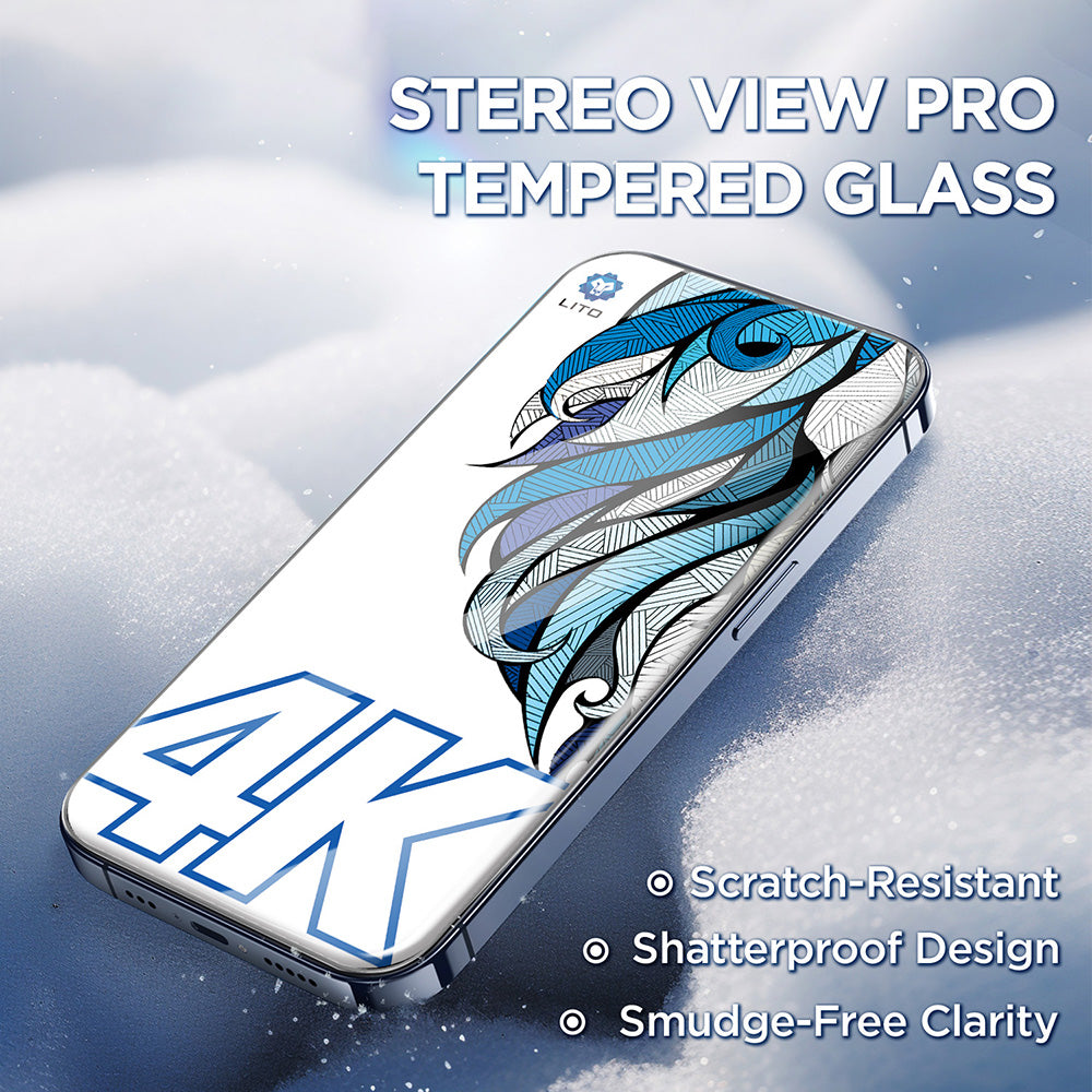 Beschermfolie Lito D+ Max 4K voor Apple iPhone 17 / 16 Pro, Gehard Glas, Volledige Lijm, Zwart