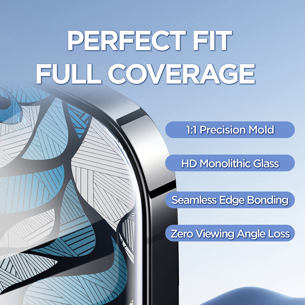 Beschermfolie Lito D+ Max 4K voor Apple iPhone 17 / 16 Pro, Gehard Glas, Volledige Lijm, Zwart
