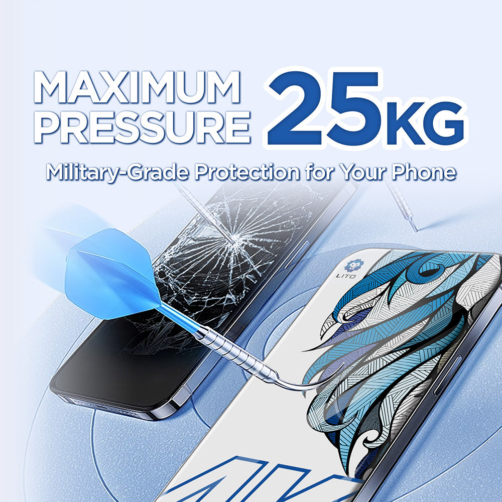 Beschermfolie Lito D+ Max 4K voor Apple iPhone 17 / 16 Pro, Gehard Glas, Volledige Lijm, Zwart