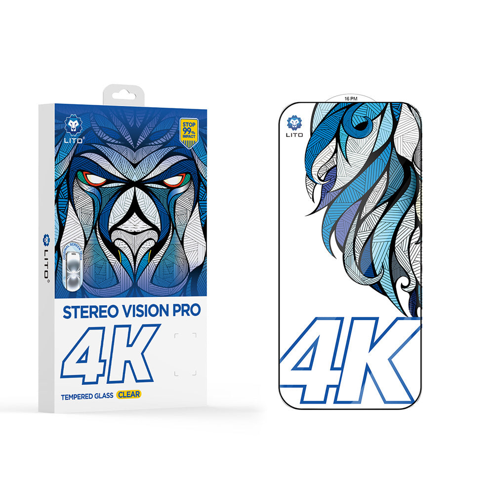Beschermfolie Lito D+ Max 4K voor Apple iPhone 17 / 16 Pro, Gehard Glas, Volledige Lijm, Zwart