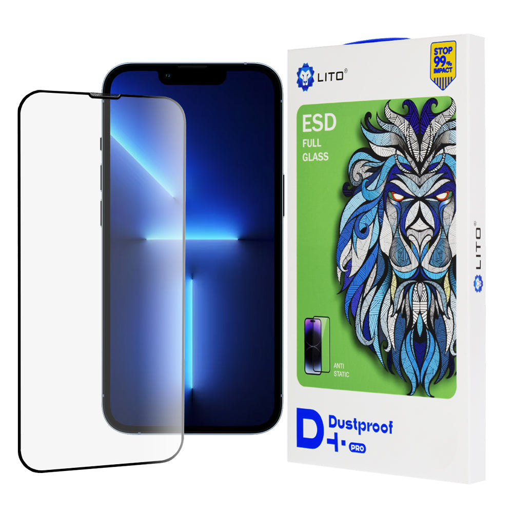 Beschermfolie Lito D+ Pro Dustproof voor Apple iPhone 14 Plus / 13 Pro Max, Gehard Glas, Volledige Lijm, Zwart