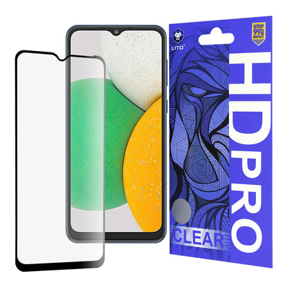 Lito HD Pro Clear schermbeschermfolie voor Samsung Galaxy A03 Core A032, gehard glas, volledige lijm, zwart