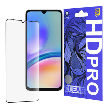 Lito HD Pro Clear schermbeschermfolie voor Samsung Galaxy A05s A057, gehard glas, volledige lijm, zwart