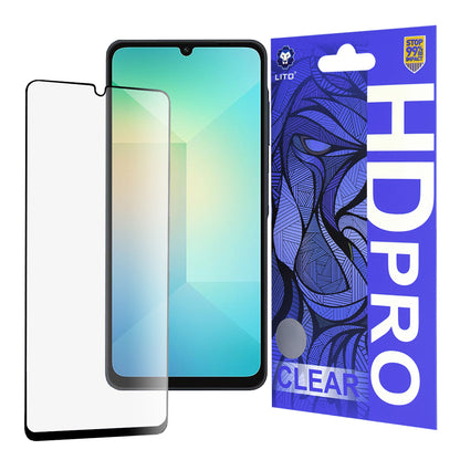 Lito HD Pro Clear schermbeschermfolie voor Samsung Galaxy A06 A065, gehard glas, volledige lijm, zwart