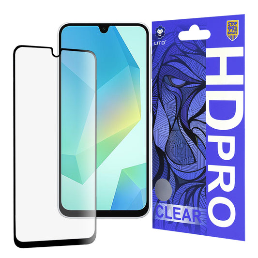 Lito HD Pro Clear schermbeschermfolie voor Samsung Galaxy A16 5G A166 / A16 4G A165, gehard glas, volledige lijm, zwart