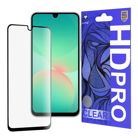 Lito HD Pro Clear schermbeschermfolie voor Samsung Galaxy A26 A266, gehard glas, volledige lijm, zwart