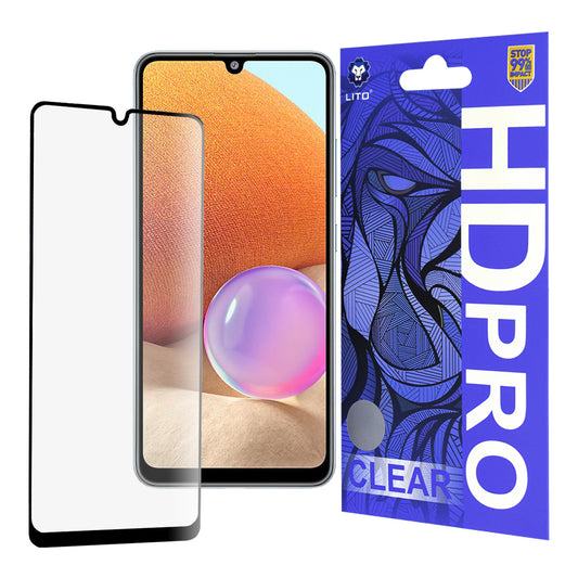 Lito HD Pro Clear schermbeschermfolie voor Samsung Galaxy A32 A325, gehard glas, volledige lijm, zwart