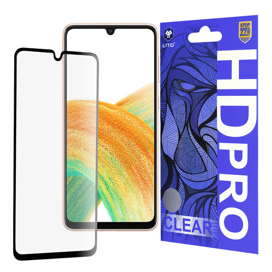 Lito HD Pro Clear schermbeschermfolie voor Samsung Galaxy A33 5G A336, gehard glas, volledige lijm, zwart