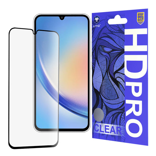 Lito HD Pro Clear schermbeschermfolie voor Samsung Galaxy A34 A346, gehard glas, volledige lijm, zwart