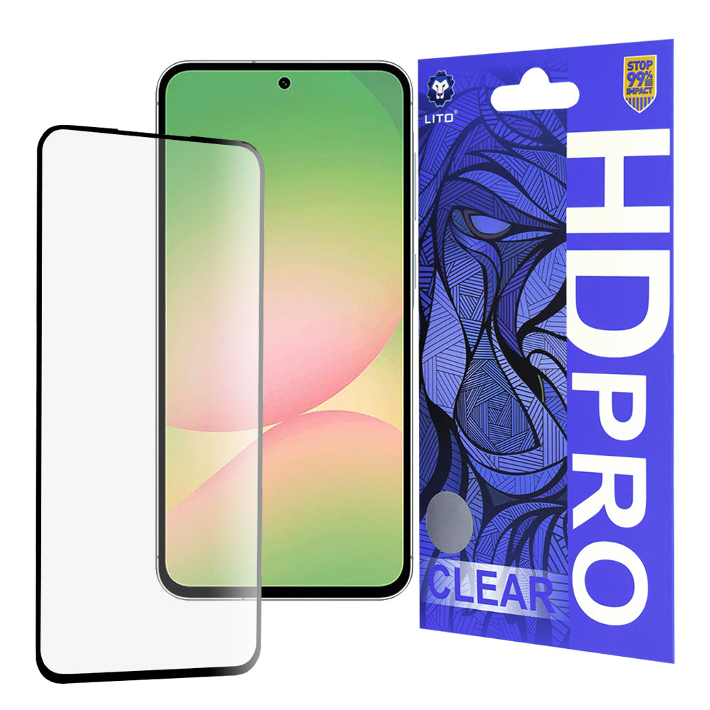 Lito HD Pro Clear schermbeschermfolie voor Samsung Galaxy A56 A566, gehard glas, volledige lijm, zwart