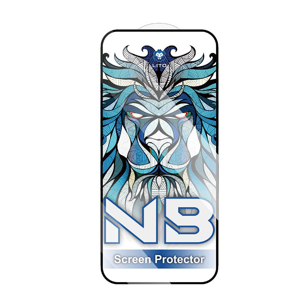 Beschermfolie Lito NB Scherm voor Apple iPhone 17 Pro Max, Gehard Glas, Volledige Lijm, Zwart