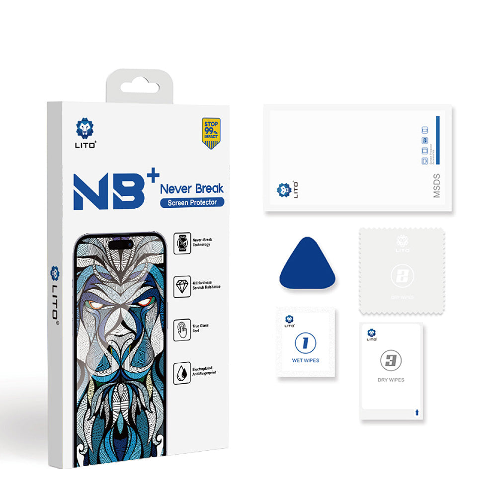 Beschermfolie Lito NB Scherm voor Apple iPhone 17 Pro Max, Gehard Glas, Volledige Lijm, Zwart