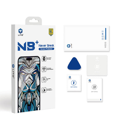 Beschermfolie Lito NB Scherm voor Apple iPhone 17 Pro Max, Gehard Glas, Volledige Lijm, Zwart