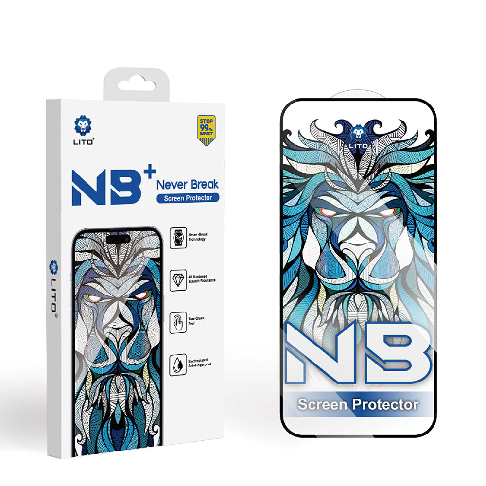 Beschermfolie Lito NB Scherm voor Apple iPhone 17 Pro Max, Gehard Glas, Volledige Lijm, Zwart