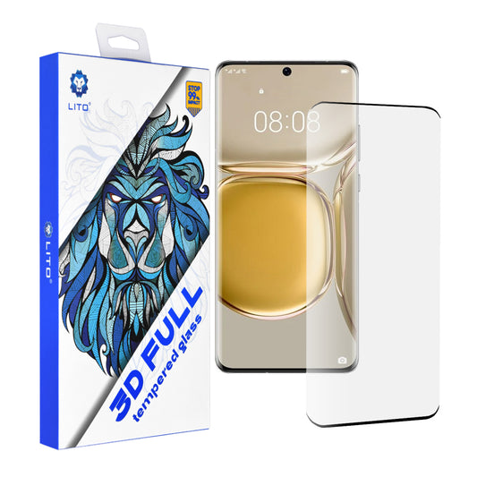Lito schermbeschermfolie voor Huawei P50 Pro, gehard glas, volledige lijm, 3D, zwart